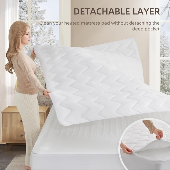 Bwarm Premium Multi-Zone Electric Heated Mattress Pad Twin Size, 39" x 75" - Picture 3 of 12